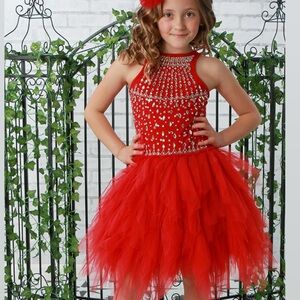 Red Tulle Party Dress for Girls